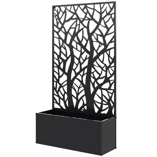 Outsunny Raised Garden Bed with Trellis, Wall Mounted Flower Bed for Garden Balcony, Patio, 24"L x 9.1"W x 44.5"H