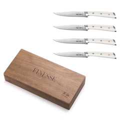 TKSC 4-Piece Forged Straight Edge Steak Knife, Walnut Box, Thomas Keller Signature Collection, White, 1024159