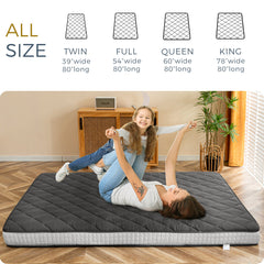 MAXYOYO 6" Extra Thick Floor Futon Mattress, Diamond Quilting, Dark Grey