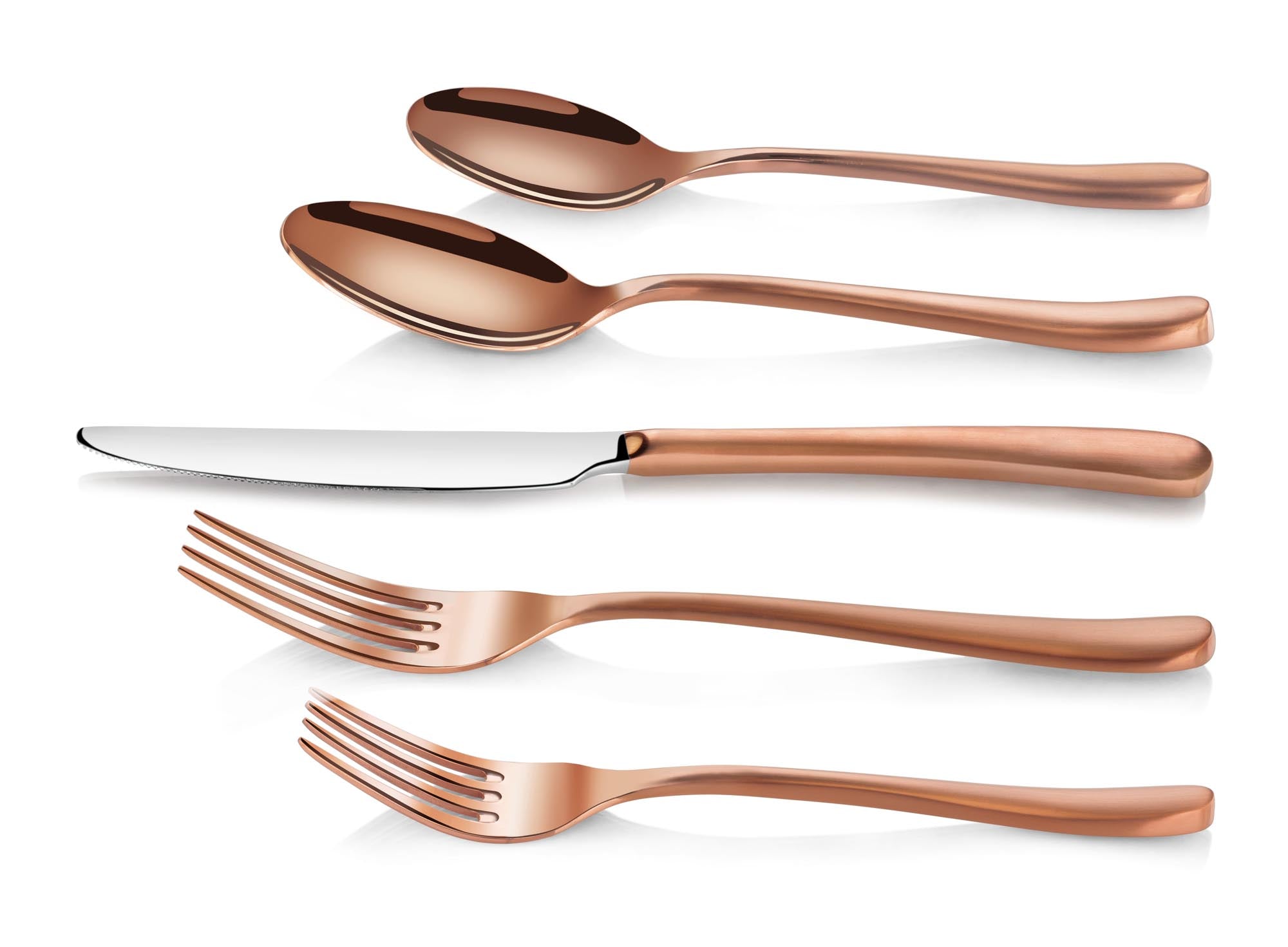 Rain II Series 20-Piece Forged Antique Copper Finish Flatware Set, Stainless Steel 18/10, 1027020