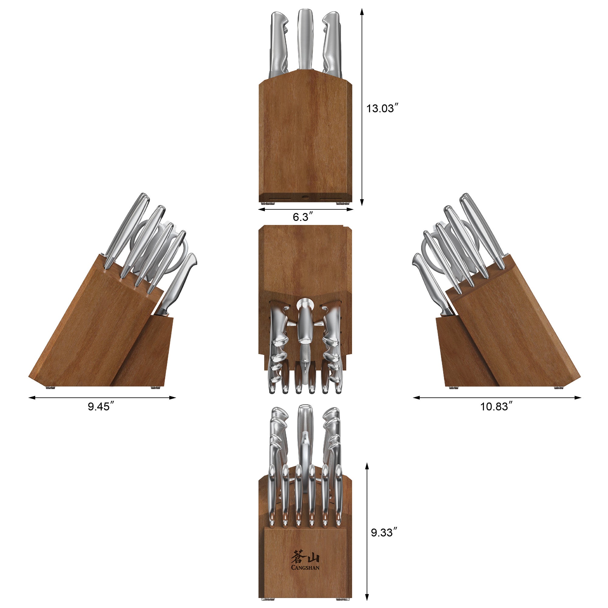 SANFORD Series 17-Piece Knife Block Set, Forged German Steel, Acacia Block, 1027051