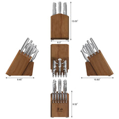 SANFORD Series 17-Piece Knife Block Set, Forged German Steel, Acacia Block, 1027051