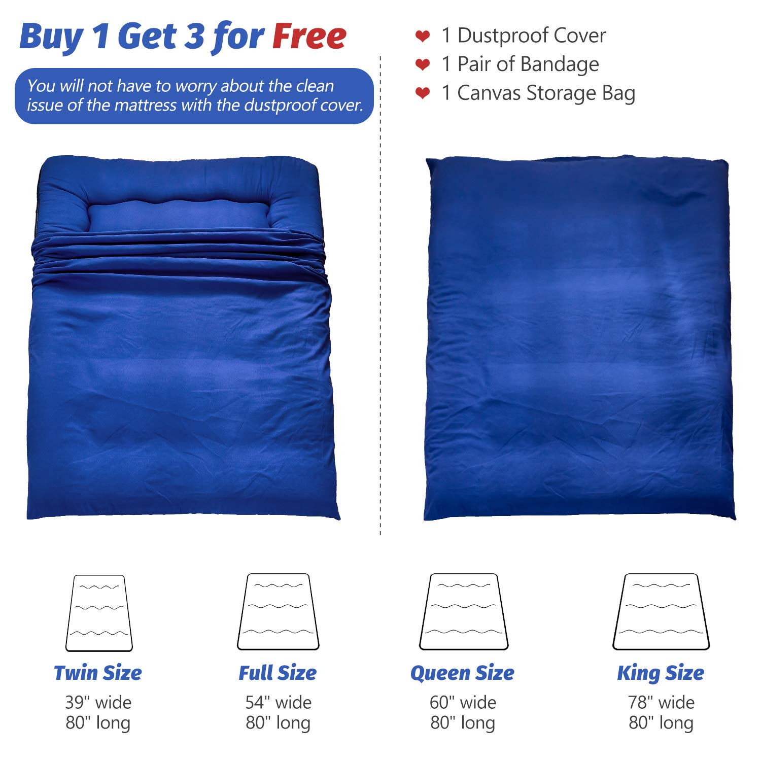 MAXYOYO Suitable For Living Room Futon Matrress, Guest Futon Mattress,Royal Blue