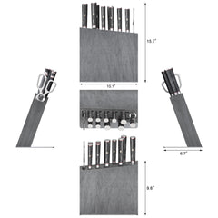 YARI Series 12-Piece Knife Block Set, X-7 Damascus Steel, HUA Ash Wood Block, 501370