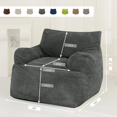 MAXYOYO Giant Bean Bag Chair, Stuffed Bean Bag Couch for Living Room, Dark Grey