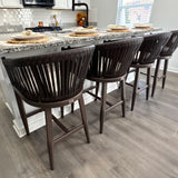 PURPLE LEAF Counter Stools Bar Stools Rattan Bar Stools Wicker Bar Chairs Woven Aluminum Barstools with Back and Cushions