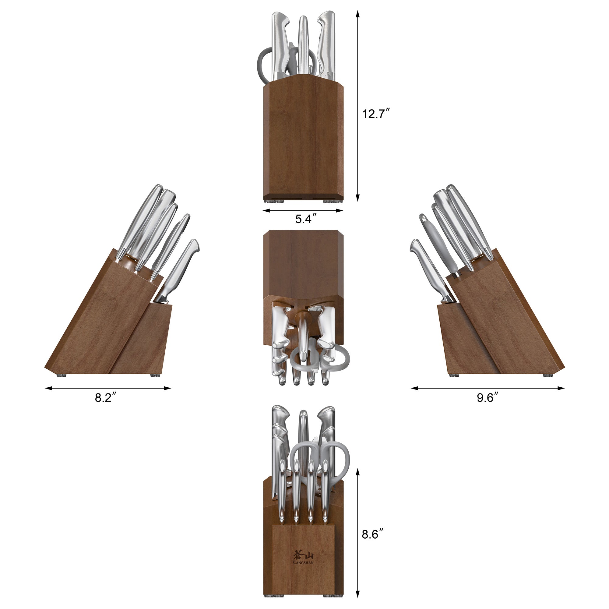 SANFORD Series 12-Piece Knife Block Set, Forged German Steel, Acacia Block, 1027150