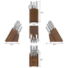 SANFORD Series 12-Piece Knife Block Set, Forged German Steel, Acacia Block, 1027150