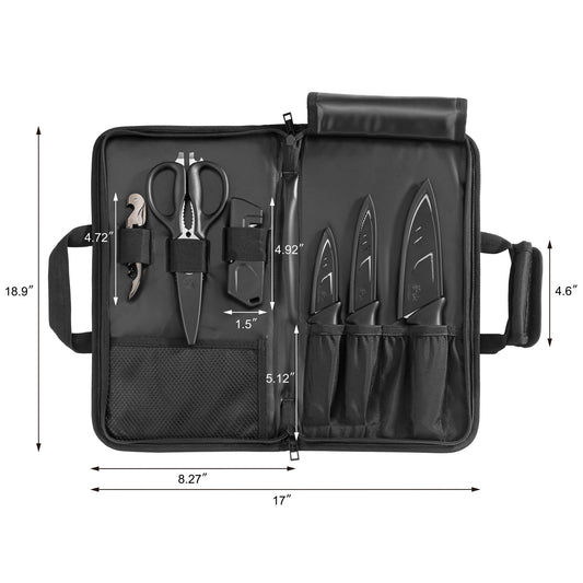 HORIZON Series 7-Piece Travel Knife Set with Black Bag, Swedish 14C28N Steel, 1026689