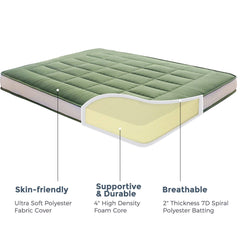 MAXYOYO Padded Japanese Floor Mattress, Green Foldable Roll Up Futon Mattress