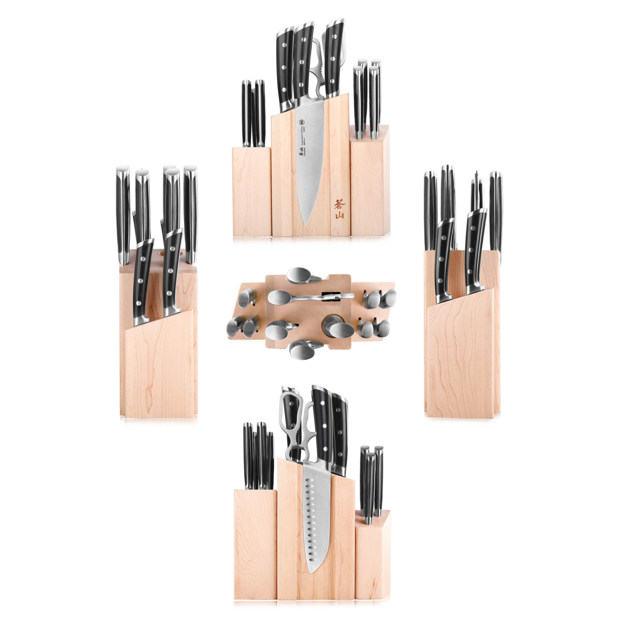 TS Series Magnetic Knife Block Set, Forged Swedish 14C28N Steel, DENALI Maple Block, 1021431