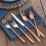 RAIN II Series 20-Piece Forged Antique Copper Finish Flatware Set, Stainless Steel 18/10, 1027020