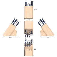 KITA Series 8-Piece Knife Block Set with Empty Slots, High Carbon X-7 Damascus Steel, 16-Slot Maple Block, 503862