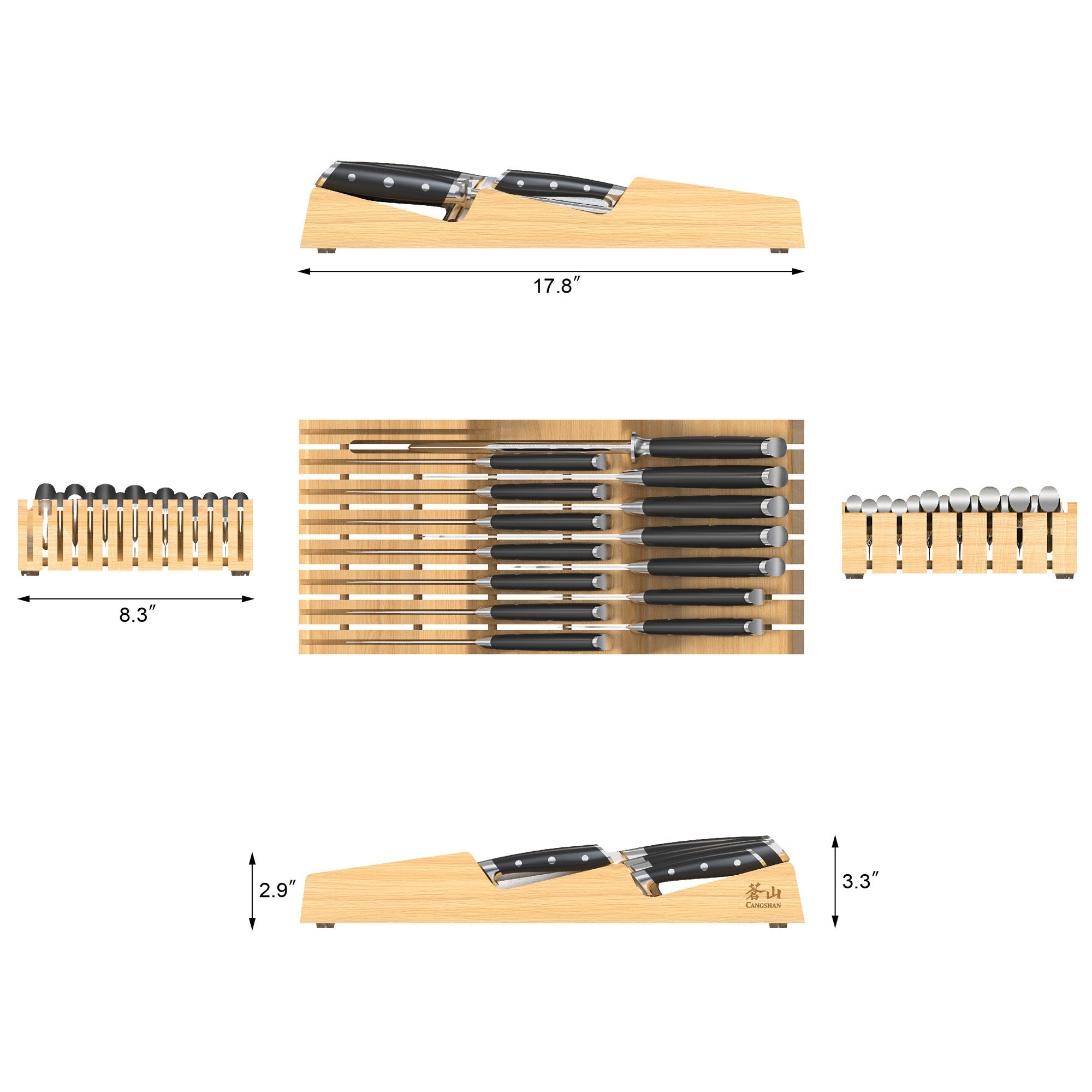 ALPS Series 15-Piece In-Drawer Knife Set with Bamboo Tray, Forged German Steel