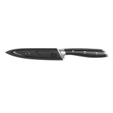ALPS Series 5-Inch Serrated Utility Knife with Sheath, Forged German Steel, Black, 502759