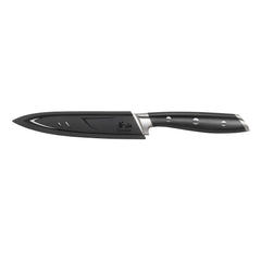 ALPS Series 5-Inch Serrated Utility Knife with Sheath, Forged German Steel, Black, 502759