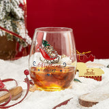 Crystal Christmas Santa's Sleigh Wine & Water Glasses - Set of 2, 17.5oz