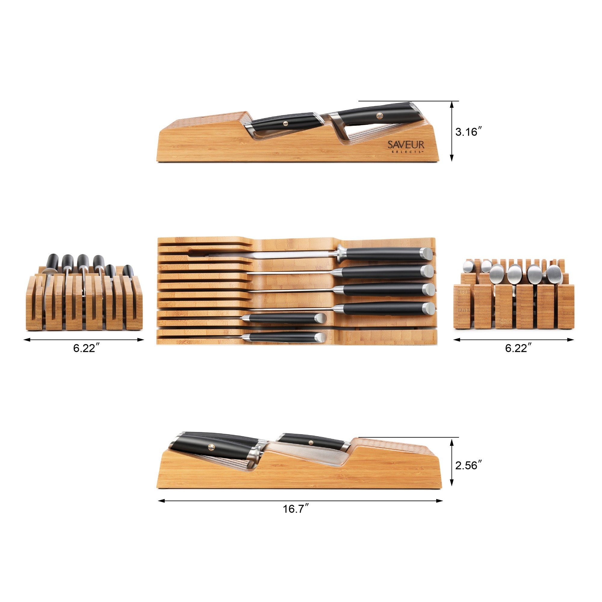 Saveur Selects 6-Piece Knife Set with Bamboo in Drawer Storage Knife Block, 1026306