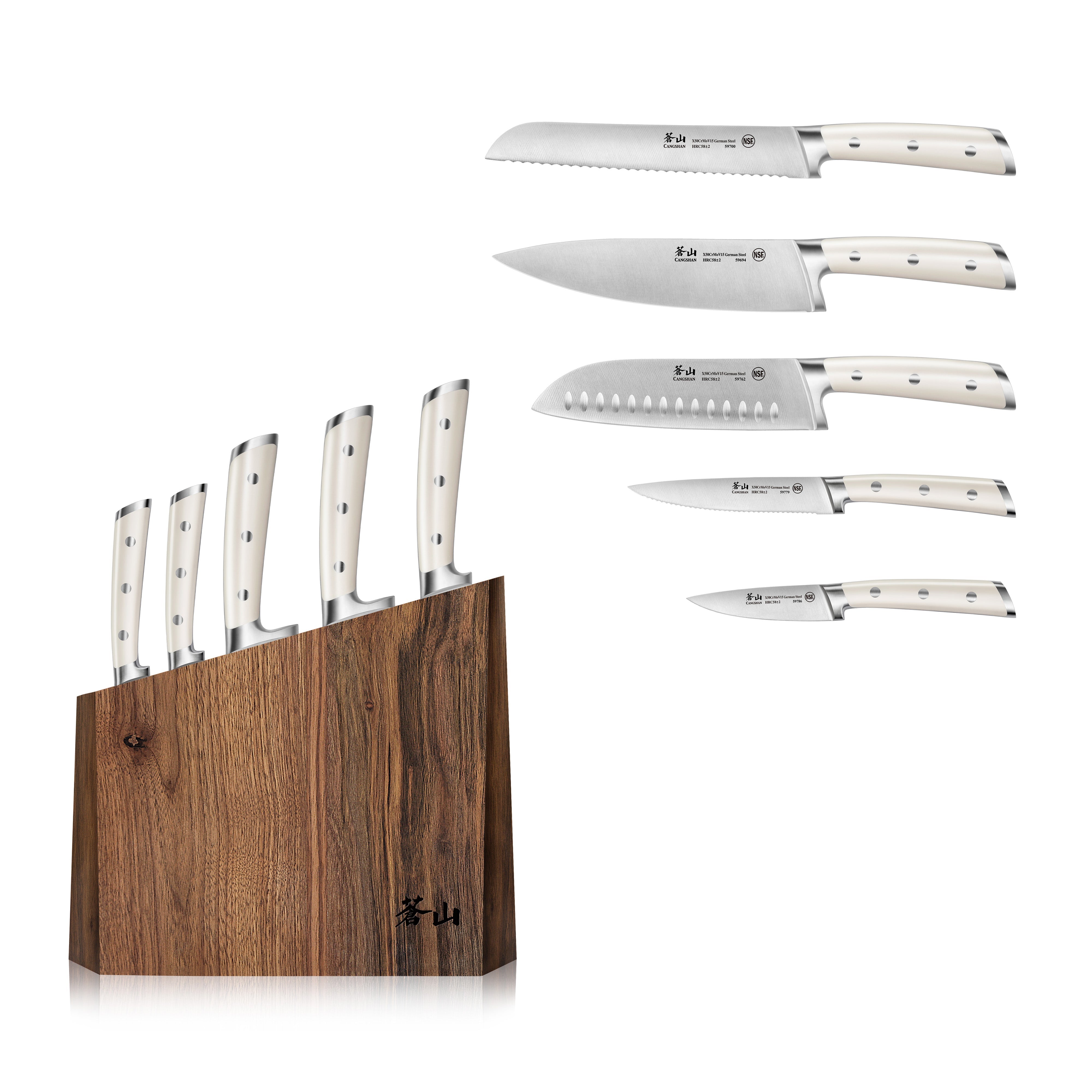 S1 Series 6-Piece German Steel Forged Knife Block Set, Forged German Steel, Walnut Block, 59663