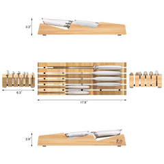 HELENA Series 7-Piece In-Drawer Knife Set, Forged German Steel, Bamboo Tray