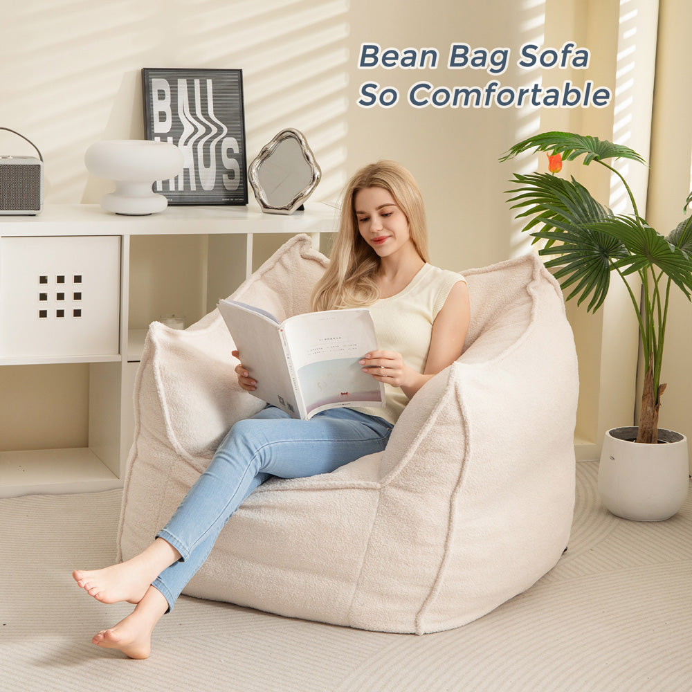 MAXYOYO Artistic Bean Bag Chair Sofa Big Comfy Sofa Chair, Beige