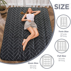 MAXYOYO Futon Mattress Japanese Floor Mattress, Black Geometric Pattern Futon Mattress