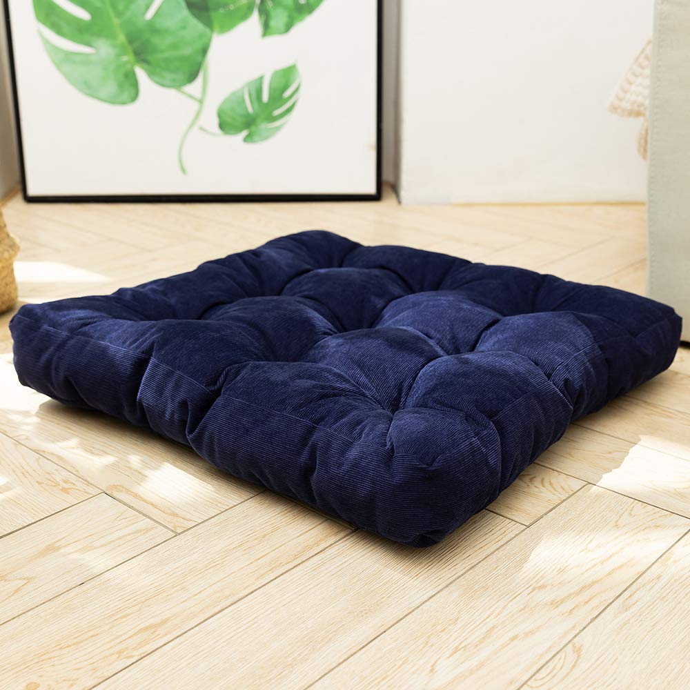 MAXYOYO Floor Pillow, 22x22 inch Square Meditation Seat Cushion, Navy