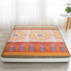 MAXYOYO Bohemian Retro Japanese Floor Mattress, Lotus Printed Roll Up Futon Mattress