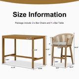PURPLE LEAF Counter Stools Bar Stools Rattan Bar Stools Wicker Bar Chairs Woven Aluminum Barstools with Back and Cushions