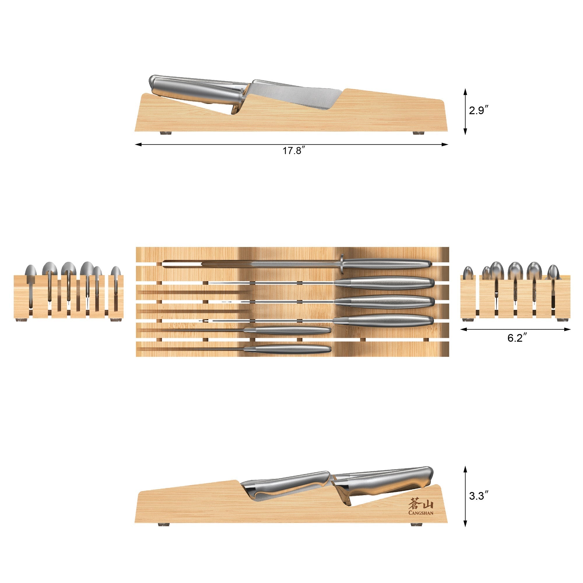 Sanford Series 7-Piece Knife In Drawer Set, Forged German Steel, Bamboo Tray, 1027167