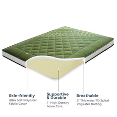 MAXYOYO 6" Extra Thick Japanese Futon Mattress, Stylish Diamond Quilting Floor Bed For Bedroom, Green