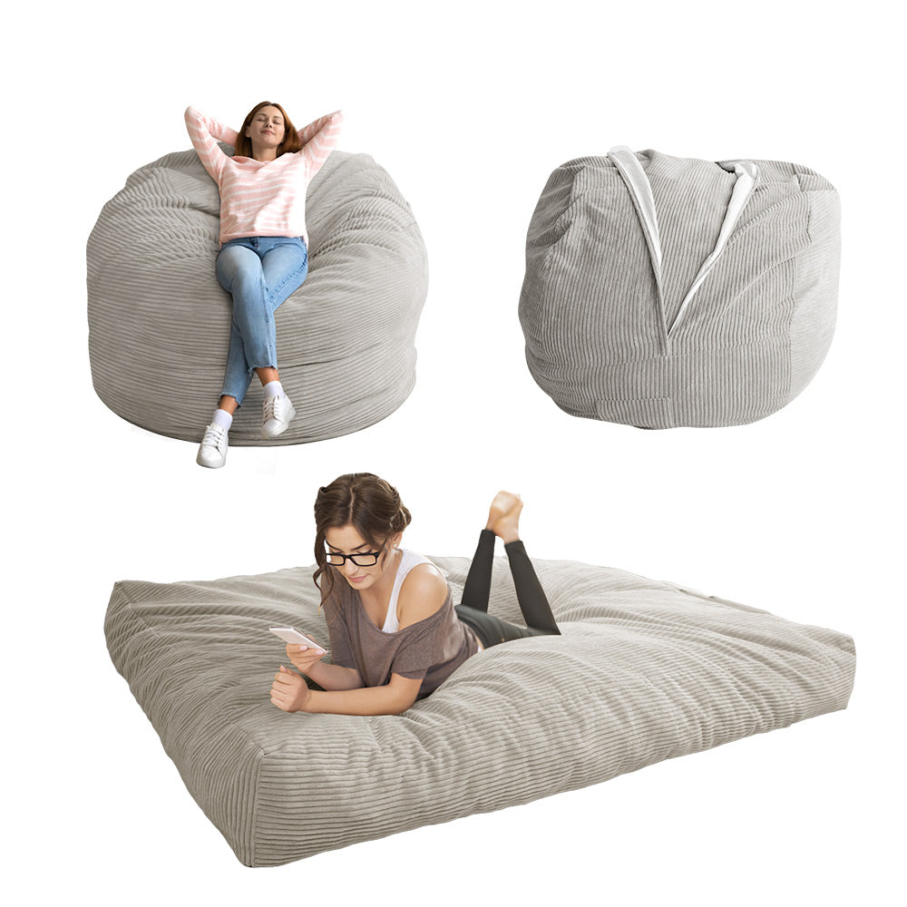 MAXYOYO Giant Bean Bag Chair Bed for Adults, Convertible Beanbag Folds from Lazy Chair to Floor Mattress Bed