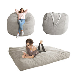 MAXYOYO Giant Bean Bag Chair Bed for Adults, Convertible Beanbag Folds from Lazy Chair to Floor Mattress Bed