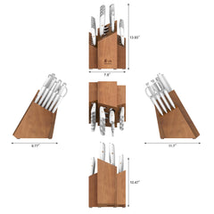 L1 Series 17-Piece SHAN Knife Block Set, White, Forged German Steel, 1026856