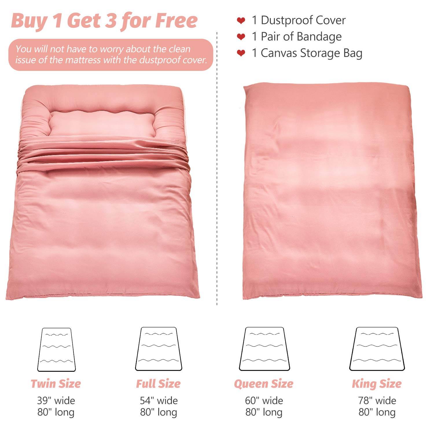 MAXYOYO Multifunctional Futon Mattress, Pink