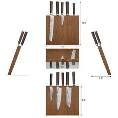 SOBU Series 6-Piece Magnetic Block Set, X-7 Damascus Steel, HUA Acacia Block, 503817