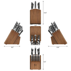 ELBERT Series 17-Piece Knife Block Set, Forged German Steel, Acacia Block