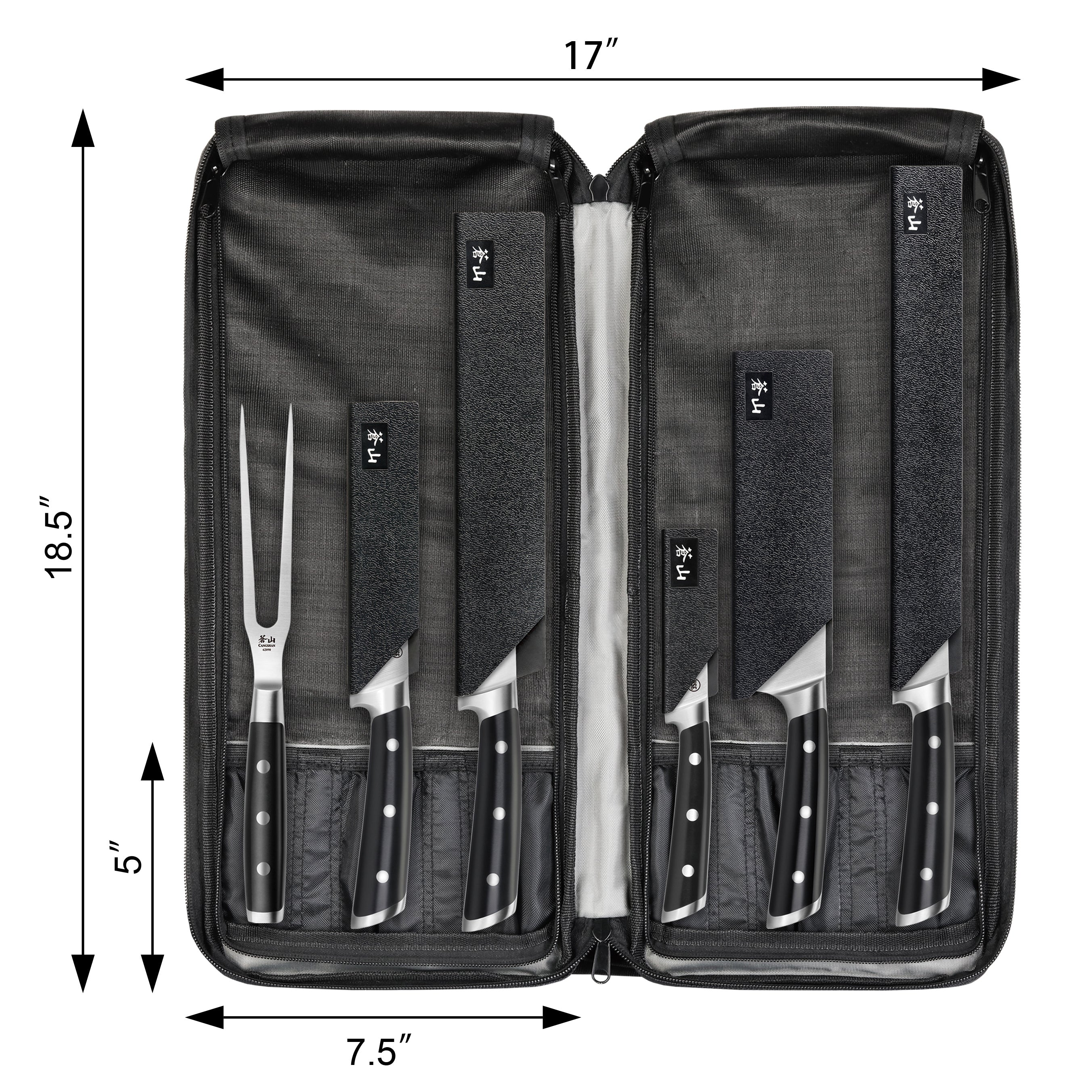 7-Piece Cut-Resistant Nylon Cutlery Knife Bag with Strap, Bag Only (CUTLERY NOT INCLUDED), 1023770