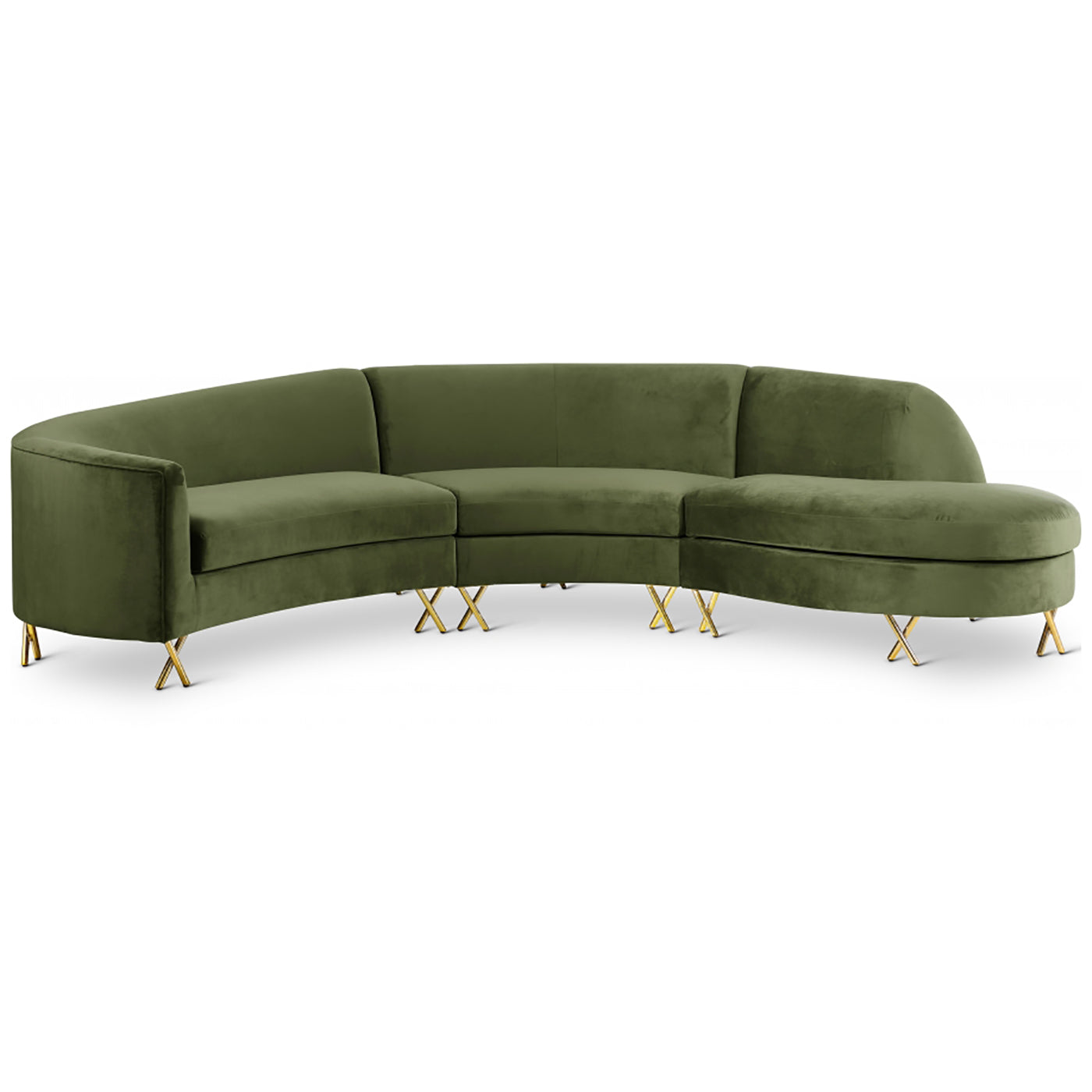 Serpentine Velvet 3pc. Sectional