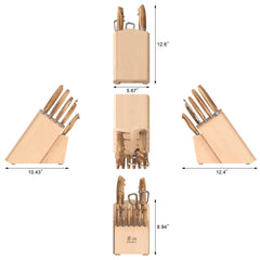 OLIV Series 15-Piece Knife Block Set, Maple, Forged Swedish 14C28N Steel, 501691