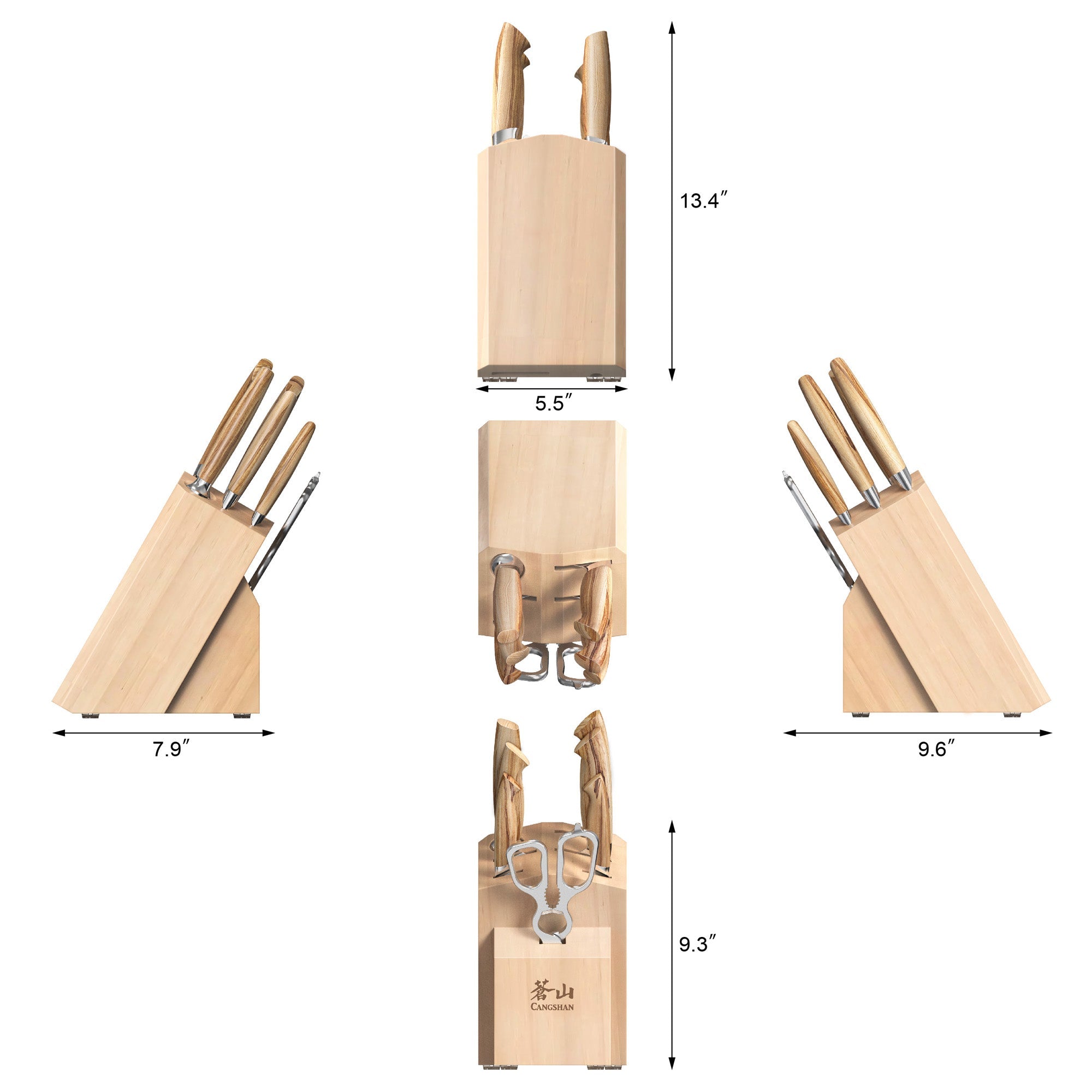 OLIV Series 8-Piece Knife Block Set, Maple, Forged Swedish 14C28N Steel, 501684