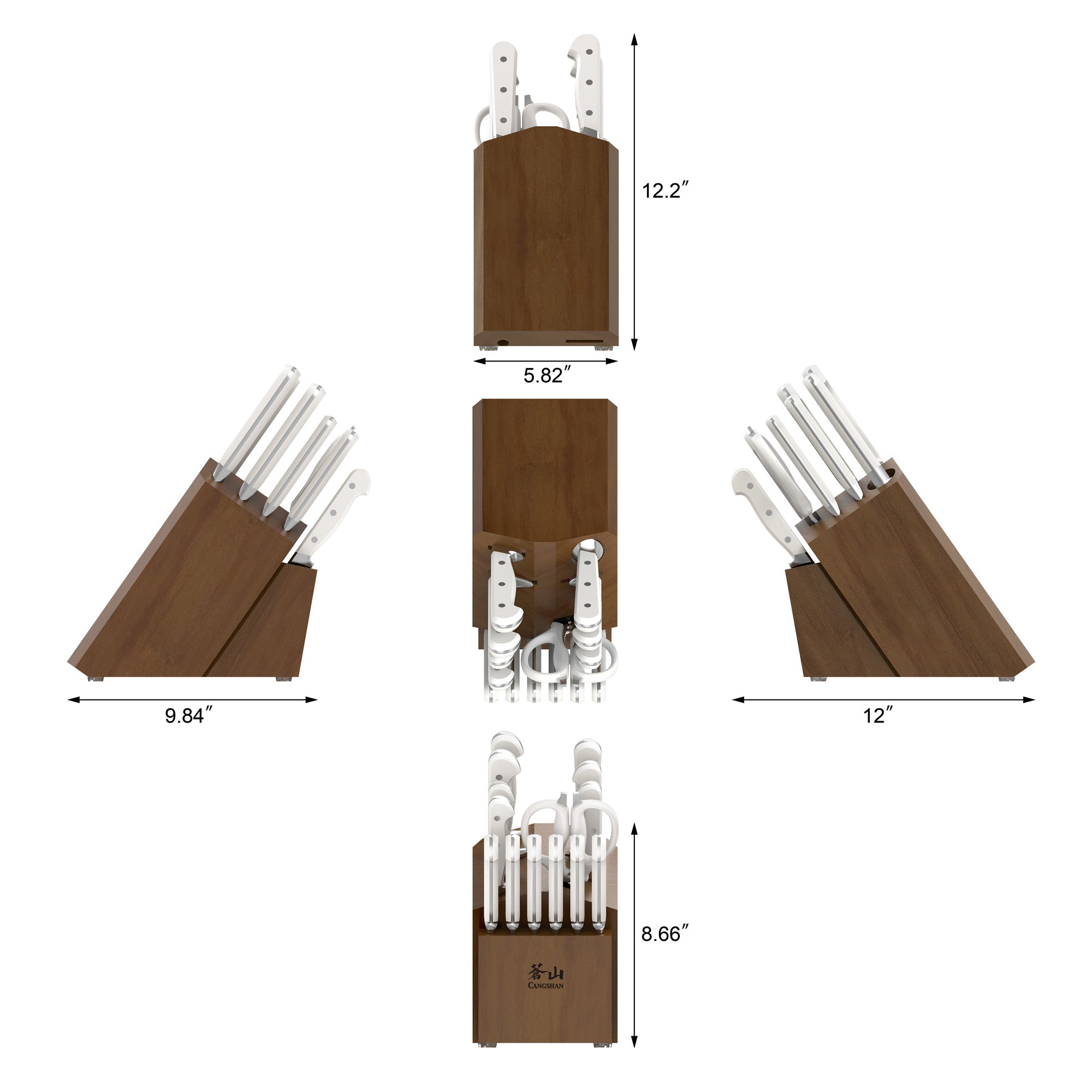 ADAMS Series 15-Piece Knife Block Set, Forged German Steel, Acacia Block