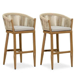 PURPLE LEAF Counter Stools Bar Stools Rattan Bar Stools Wicker Bar Chairs Woven Aluminum Barstools with Back and Cushions