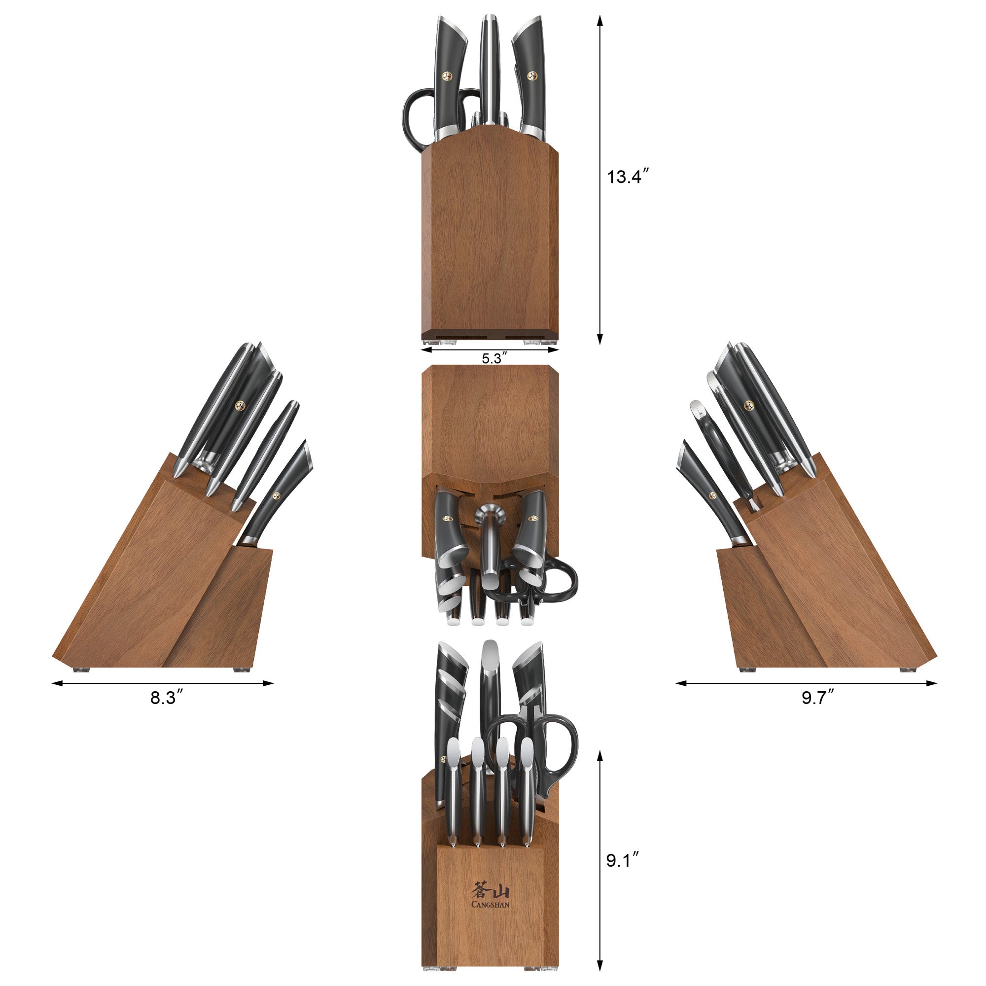 ELBERT Series 12-Piece Knife Block Set, Forged German Steel, Acacia Block