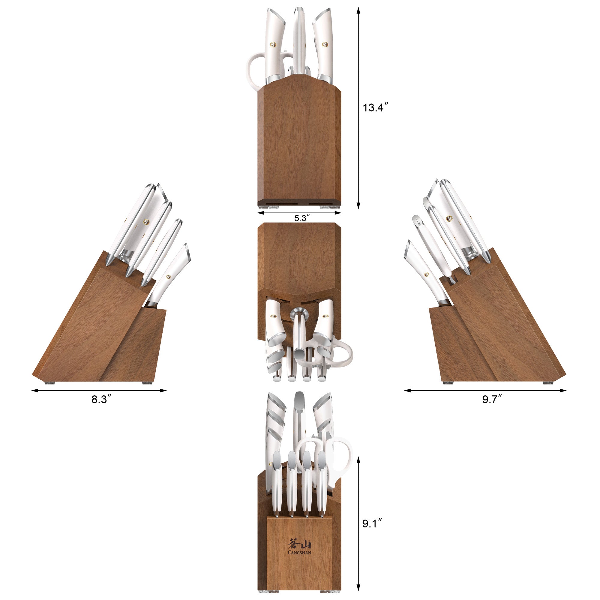 ELBERT Series 12-Piece Knife Block Set, Forged German Steel, Acacia Block