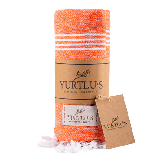 YURTLU’S Minimalist Series Premium Turkish Towel – Orange