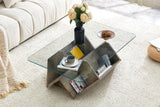 LORVIN 43" Tempered Glass Coffee Table