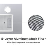 CIARRA 20 Inch Stainless Steel Range Hood Insert, Built-In Under Cabinet Design CAS52913E-N-OW