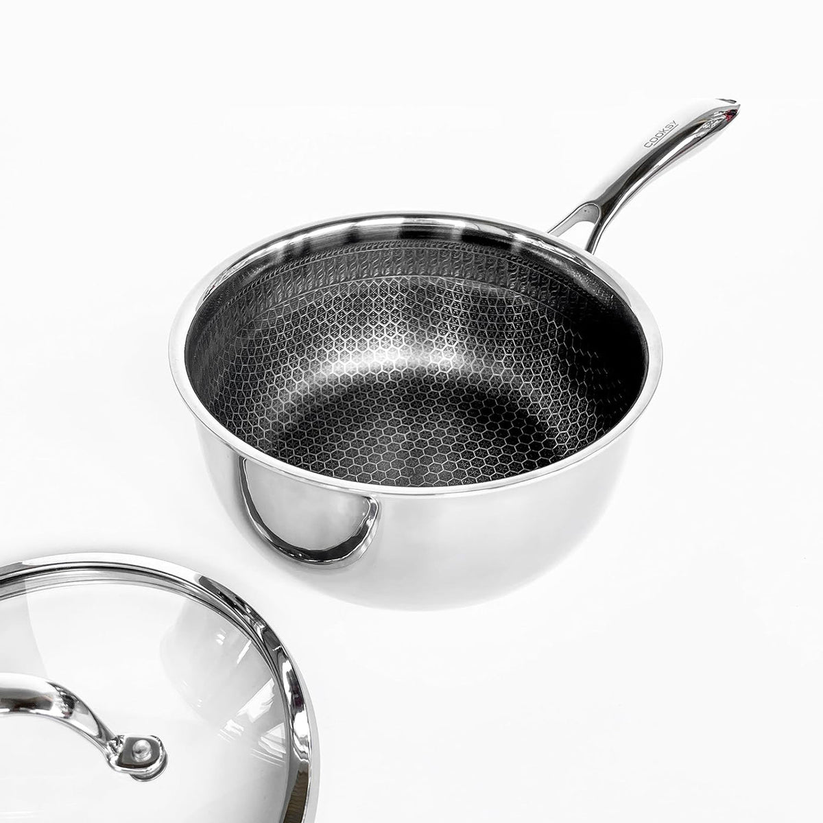 COOKSY Hexagon Surface Hybrid Stainless Steel Saucepan with Lid