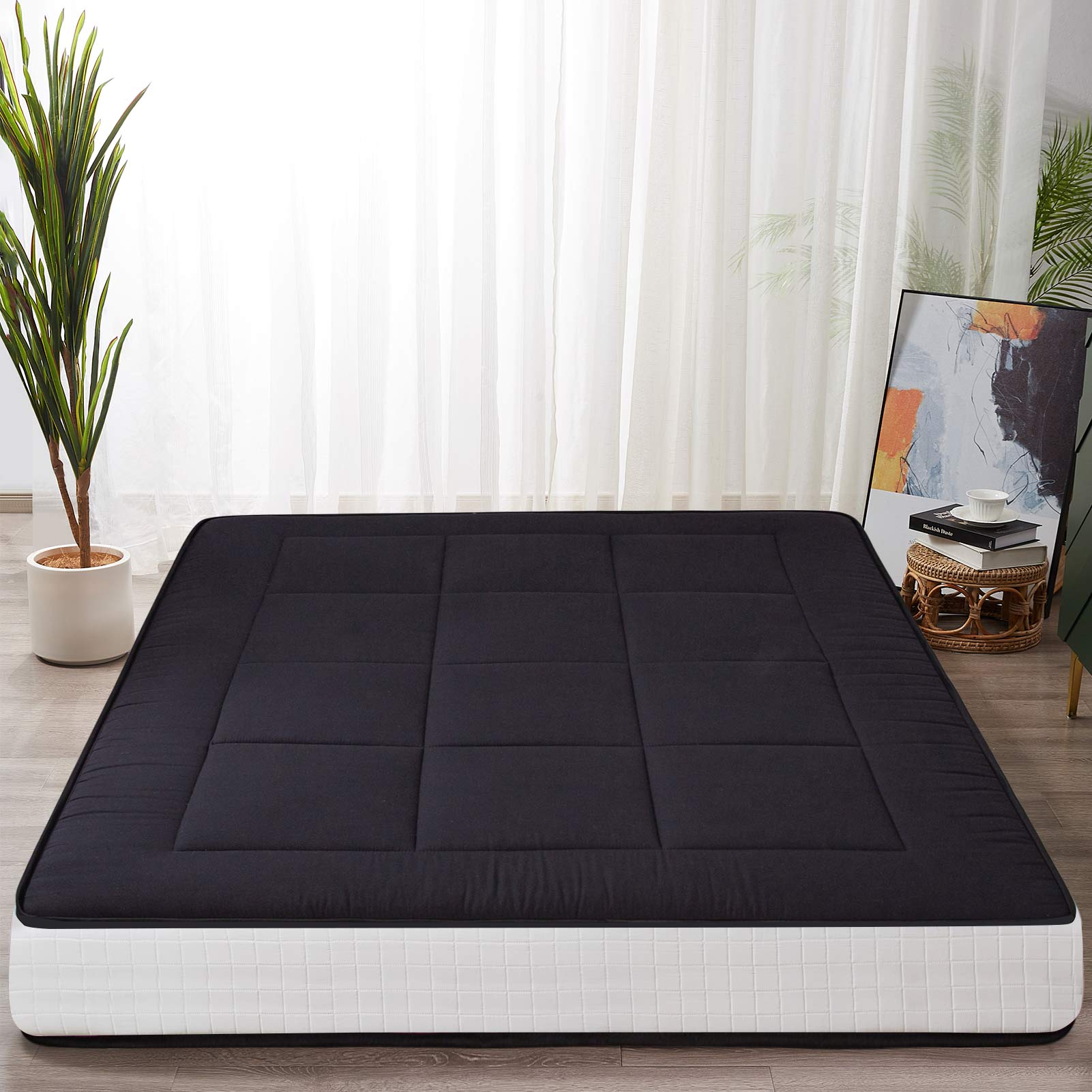 MAXYOYO 6" Extra Thick Floor Futon Mattress, Black